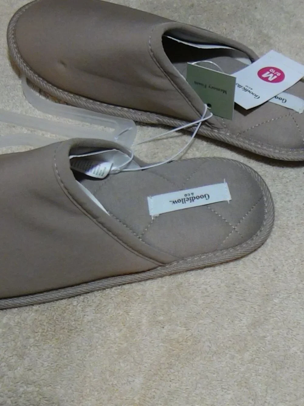 Men's Beau Scuff Slippers Goodfellow & Co Memory Foam M 9/10 Beige